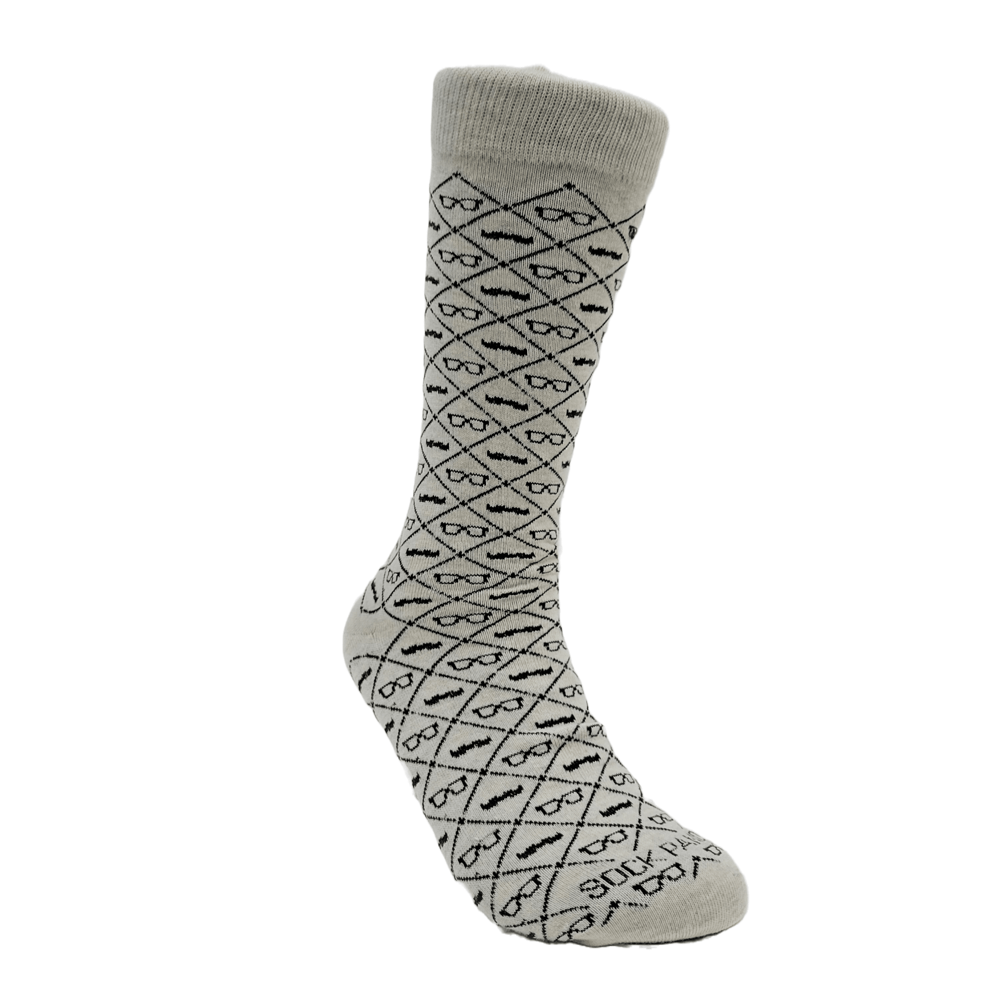 Mustaches and Glasses Argyle Pattern Socks (Adult Large - Men's Shoe Sizes 8 - 12)