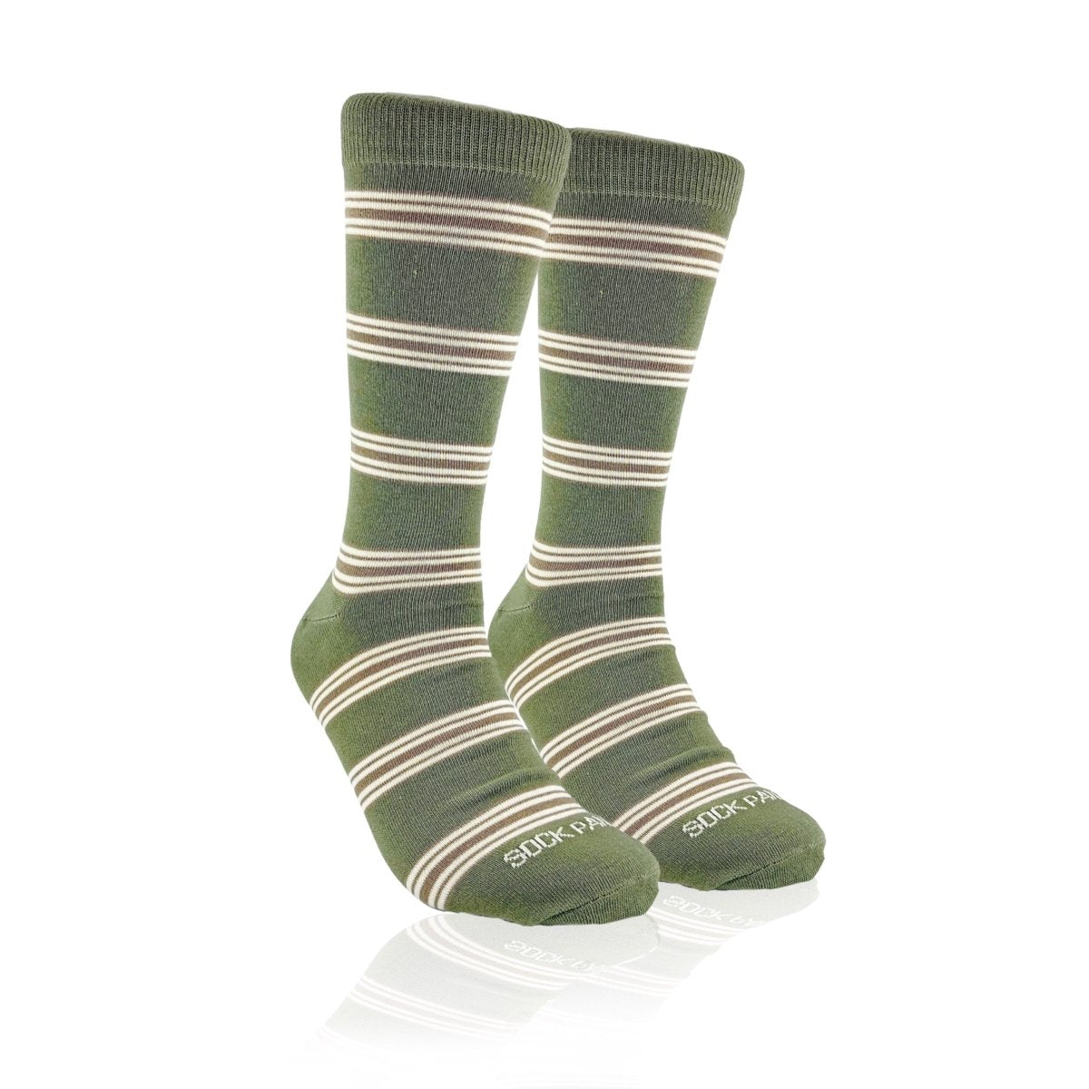Olive Green Striped Socks from the Sock Panda (Adult Large) OliveGreenStLg