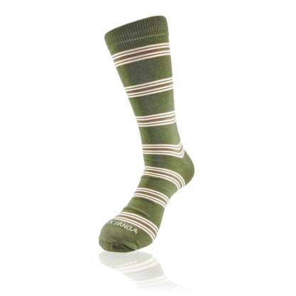 Olive Green Striped Socks from the Sock Panda (Adult Large) OliveGreenStLg