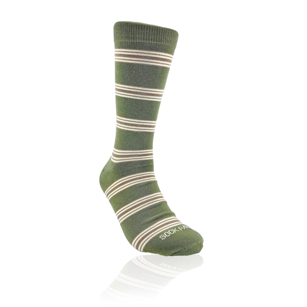 Olive Green Striped Socks from the Sock Panda (Adult Large) OliveGreenStLg