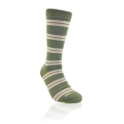 Olive Green Striped Socks from the Sock Panda (Adult Large) OliveGreenStLg