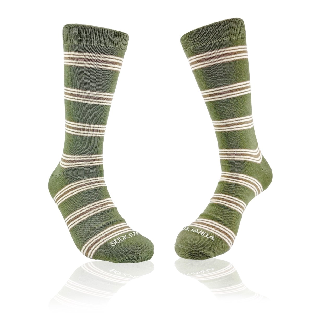 Olive Green Striped Socks from the Sock Panda (Adult Large) OliveGreenStLg