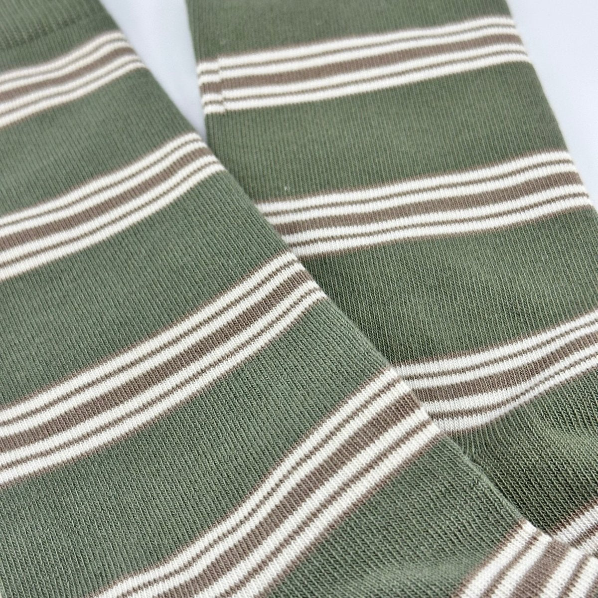 Olive Green Striped Socks from the Sock Panda (Adult Large) OliveGreenStLg