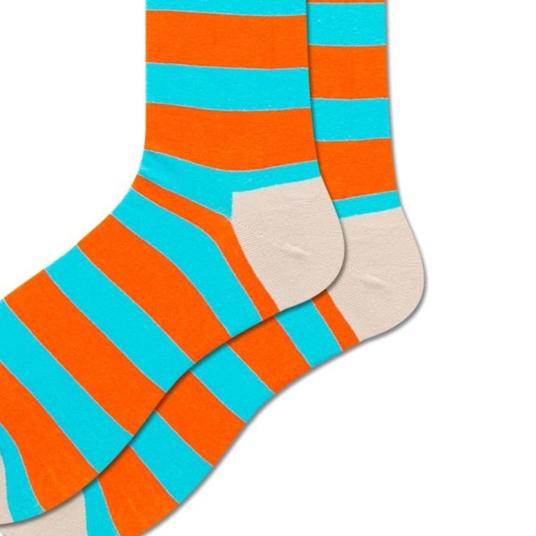 Orange and Blue Striped Socks from the Sock Panda (Adult Large)