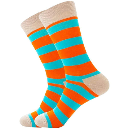 Orange and Blue Striped Socks from the Sock Panda (Adult Large)