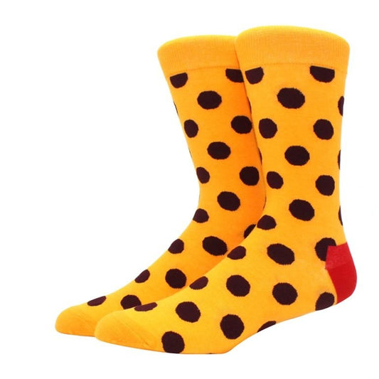 Orange (Gold Yellow) with Black Polka Dots Socks from the Sock Panda (Adult Large - Men's Shoe Sizes 8 - 12)