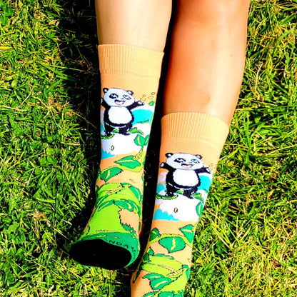 Panda and the Beanstalk Socks from the Sock Panda (Adult Small - Shoe Sizes 2 - 5)