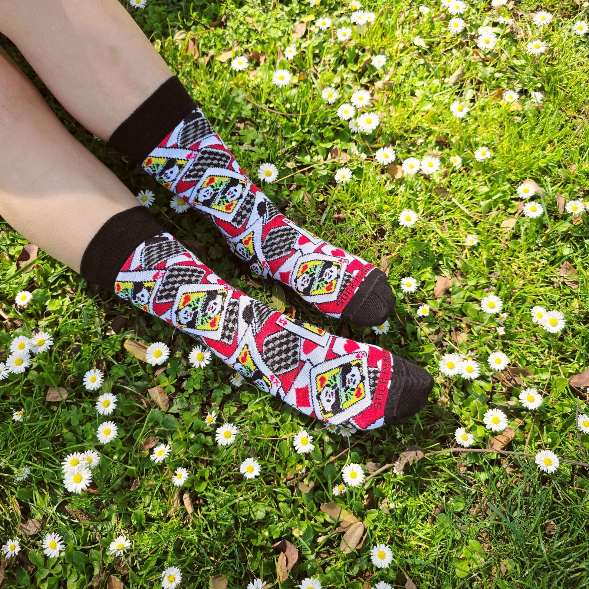 Panda Playing Cards Socks from the Sock Panda (Adult Small)