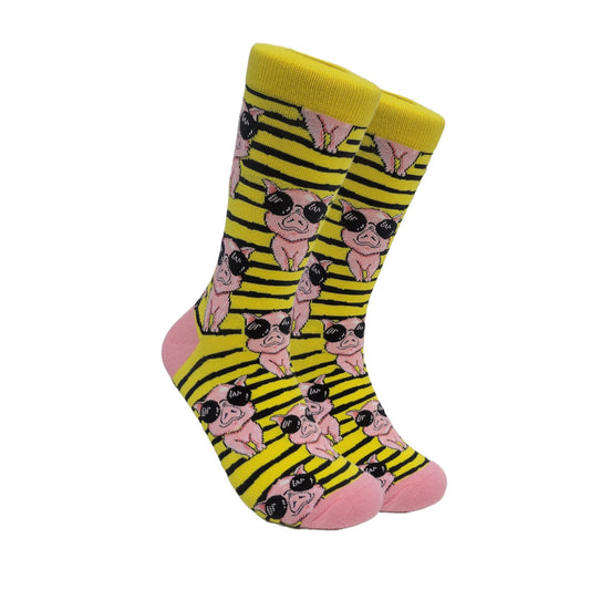 Pig Wearing Sunglasses Socks from the Sock Panda (Adult Large - Men's Shoe Sizes 8 - 12)