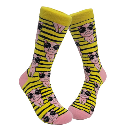 Pig Wearing Sunglasses Socks from the Sock Panda (Adult Large - Men's Shoe Sizes 8 - 12)