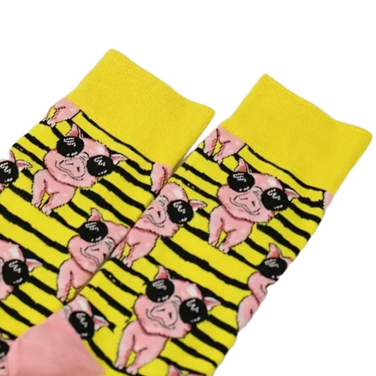Pig Wearing Sunglasses Socks from the Sock Panda (Adult Large - Men's Shoe Sizes 8 - 12)
