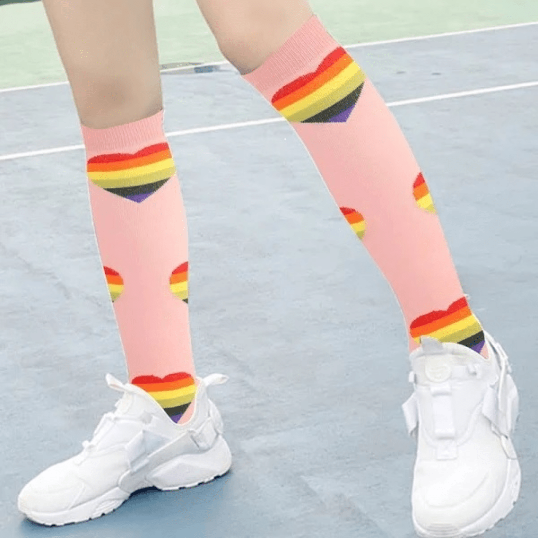 Pink Heart Pattern Knee High (Compression Socks)