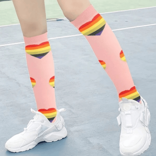 Pink Heart Pattern Knee High (Compression Socks)