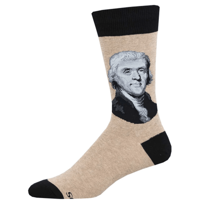 President Thomas Jefferson Crew Socks (Adult Large - Men's Shoe Sizes 8 - 12)