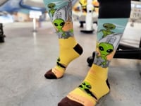 Alien Desert Crash Landing Socks from the Sock Panda video