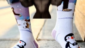 Bigfoot with Reindeer and Penguin Socks from the Sock Panda (Adult Large - Men's Shoe Sizes 8-12) Video