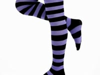 Striped Patterned Socks (Thigh High) Purple and Black Video