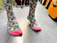 Flying Guitar Pattern Socks from the Sock Panda (Adult Small -  Shoe Sizes 2-5) Video
