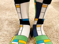 Mondrian Style Block Art Socks from the (Adult Large) Video