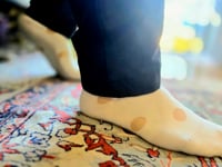 Beige Polka Dot Socks from the Sock Panda Video
