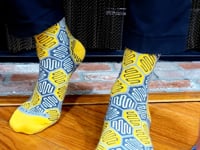 Gray and Yellow Hexagon Socks from the Sock Panda