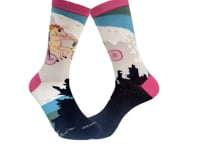 Unicorn Riding Bike socks from the Sock Panda