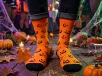 Pumpkin Face Pattern Socks from the Sock Panda