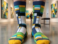 Mondrian Style Block Art Socks from the Sock Panda (Adult Large - Men's Shoe Sizes 8-12)