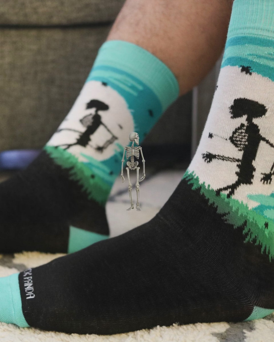 Skeleton Walking In Front of the Moon Socks - (Adult Medium)