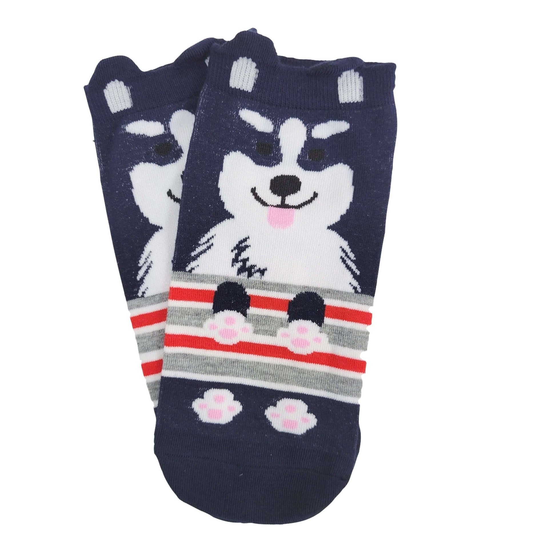 Puppy Dog Ankle Socks (Adult Medium - Women Shoe Sizes 5 - 10) - 5 Pack