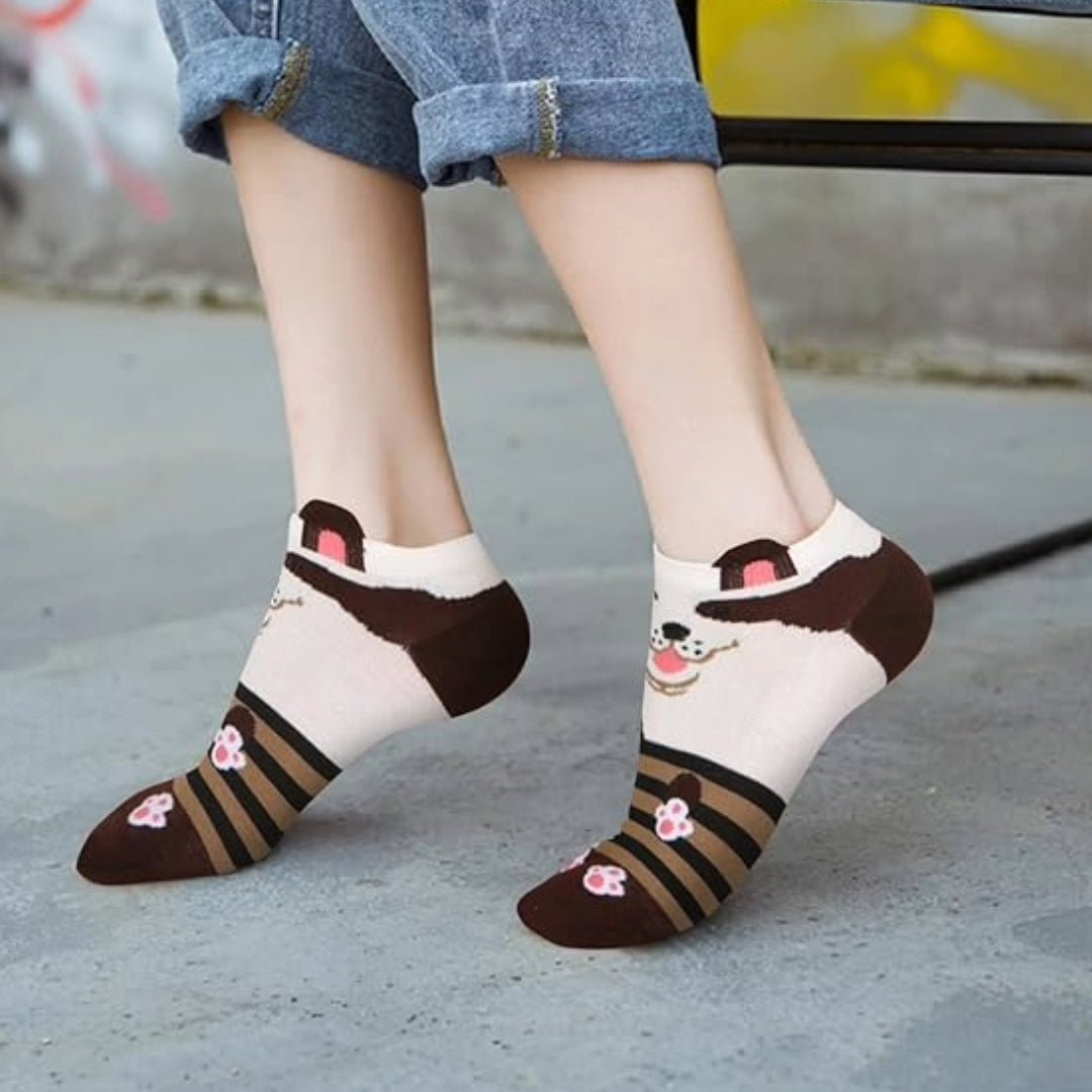 Puppy Eye Patch Dog Ankle Socks (Adult Medium - Women's Shoe Sizes 5 - 10)