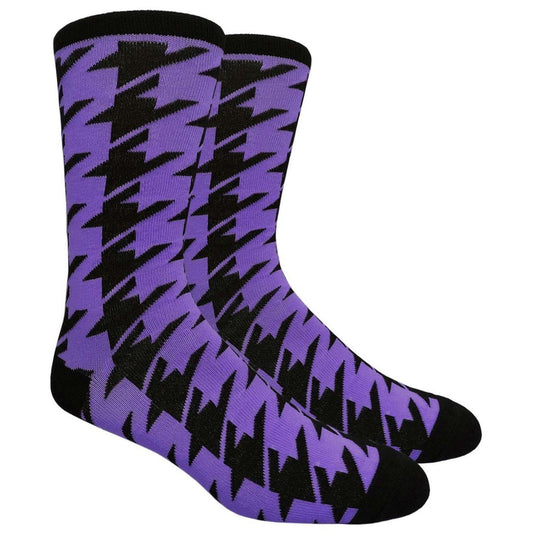 Purple and Black Houndstooth Dress Socks (Adult Large - Men's Shoe Sizes 8 - 12)