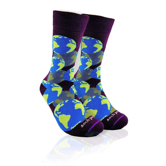 Purple Earth Pattern Socks from the Sock Panda PurpleEarthLg