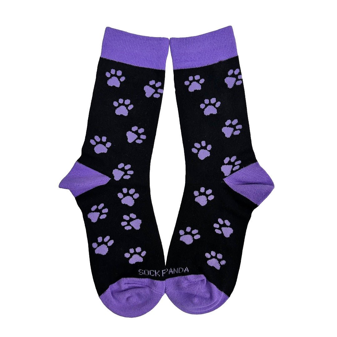 Purple Paw Print Dog Lover Socks from the Sock Panda (Adult Medium)