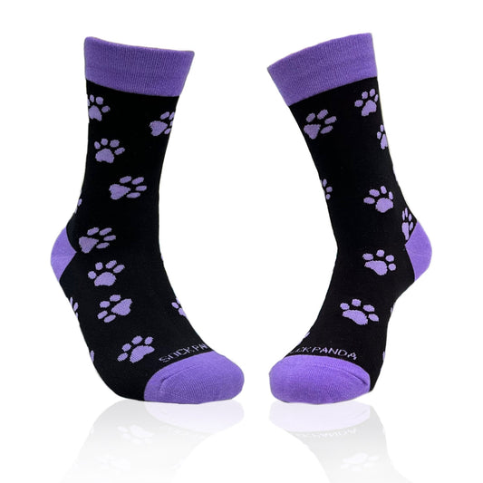 Purple Paw Print Dog Lover Socks from the Sock Panda (Adult Medium)