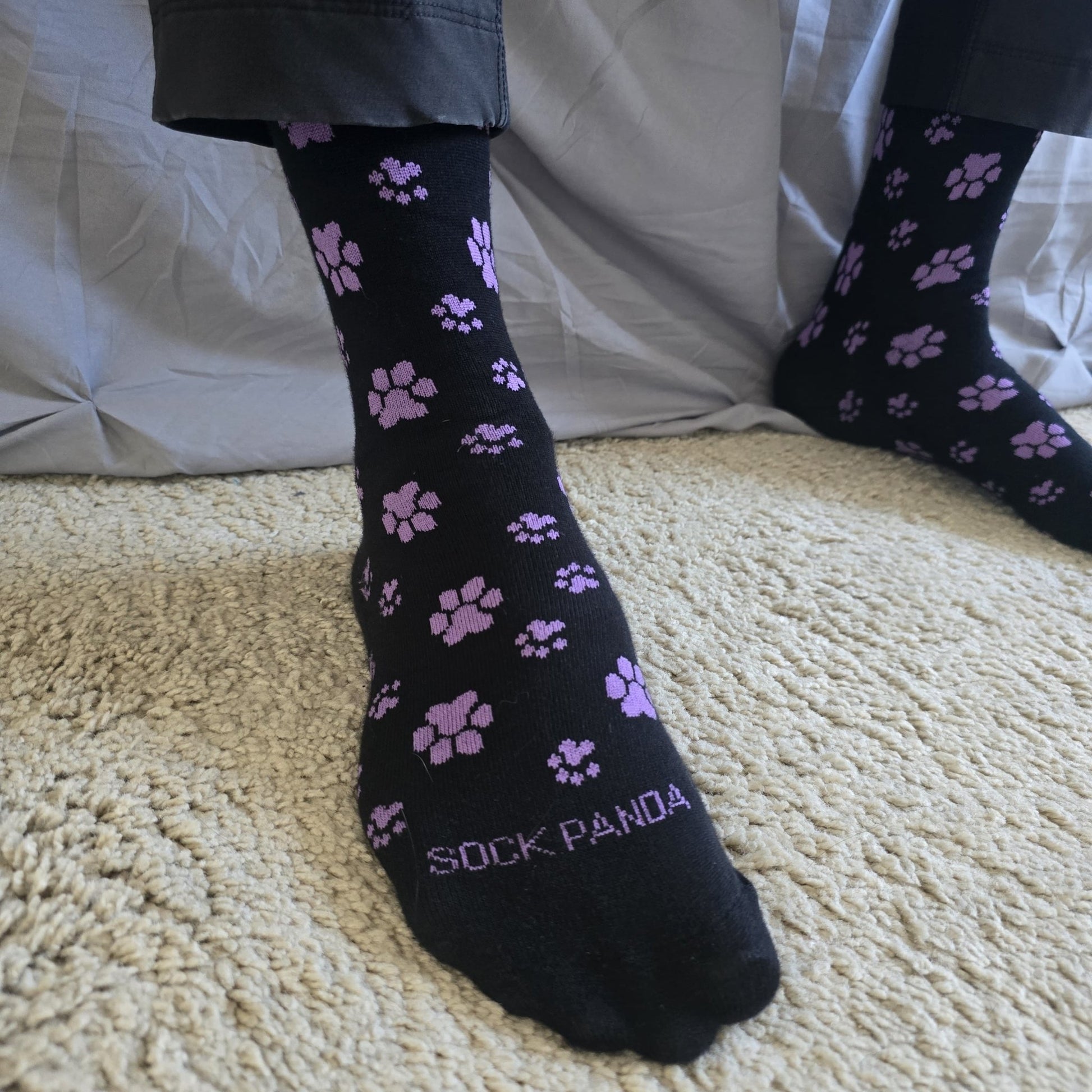 Purple Paw Print Dog Lover Socks from the Sock Panda (Adult Medium - Women's Shoe Sizes 5 - 10)