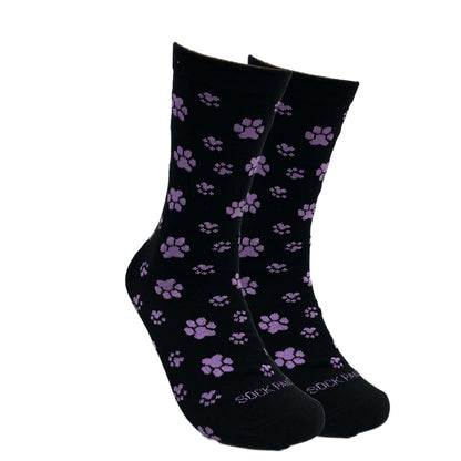 Purple Paw Print Dog Lover Socks from the Sock Panda (Adult Medium - Women's Shoe Sizes 5 - 10)