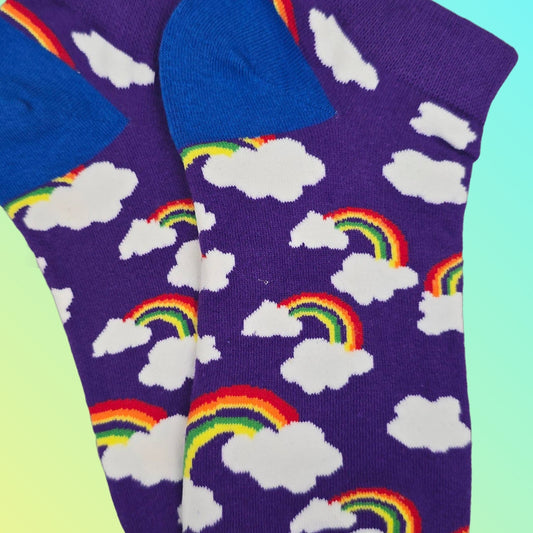 Purple Rainbow Ankle Socks from the Sock Panda (Adult Medium - Women's Shoe Sizes 5 - 10)