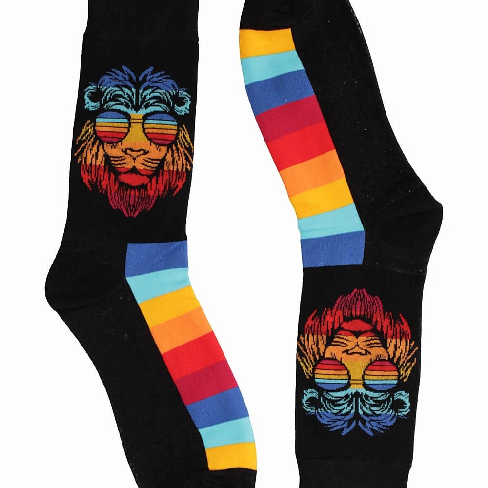 Rainbow Lion Socks from the Sock Panda (Adult Large) LionRainbowLg