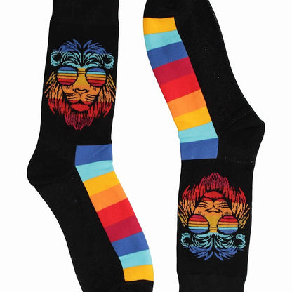 Rainbow Lion Socks from the Sock Panda (Adult Large) LionRainbowLg