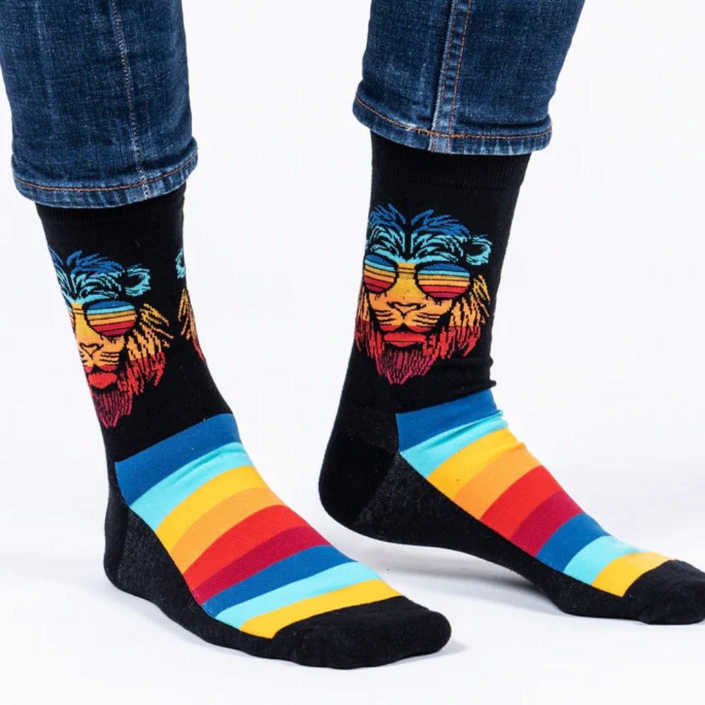 Rainbow Lion Socks from the Sock Panda (Adult Large) LionRainbowLg