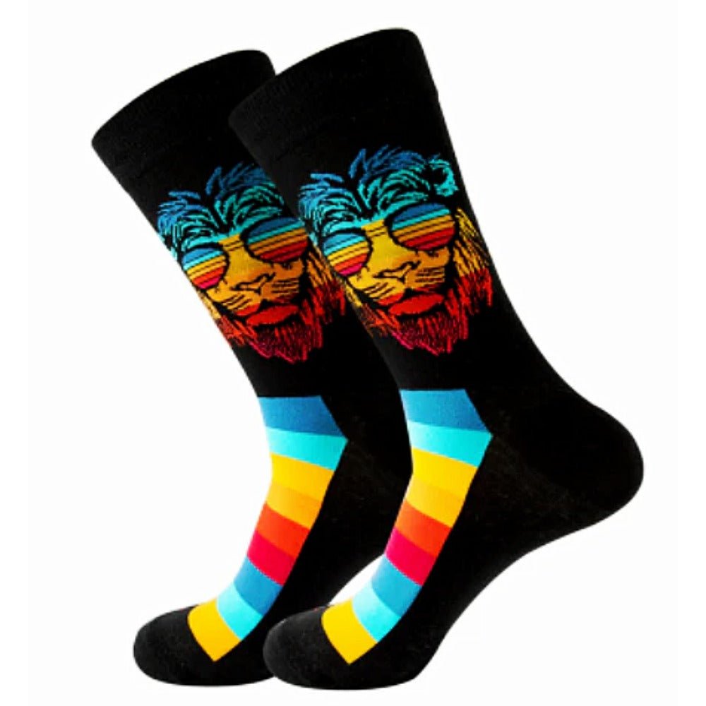 Rainbow Lion Socks from the Sock Panda (Adult Large) LionRainbowLg