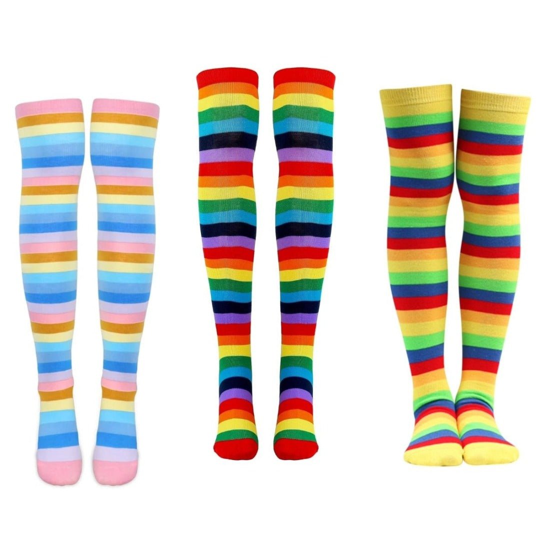 Rainbow Stripe Pattern Socks from the Sock Panda (Thigh High) - 3 Pack