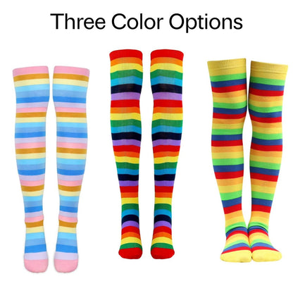 Rainbow Stripe Pattern Socks from the Sock Panda (Thigh High) - 3 Pack