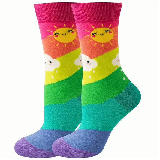 Rainbow Sun and Clouds Socks from the Sock Panda (Adult Medium)