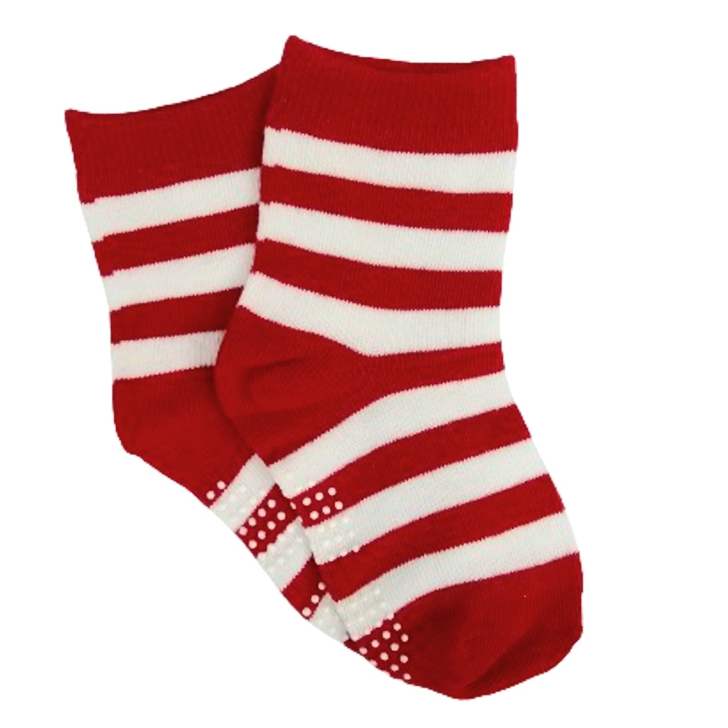 Red and White Striped Holiday Socks (Ages 3 - 5 & 5 - 7))