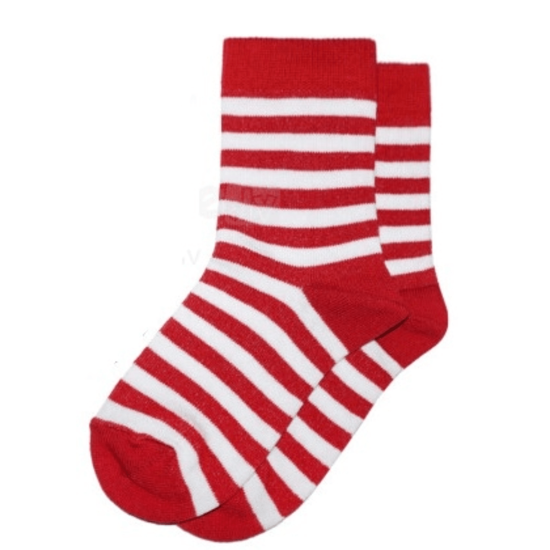 Red and White Striped Holiday Socks (Ages 3 - 5 & 5 - 7))