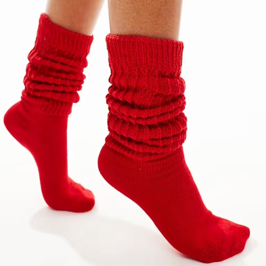 Red Slouch Socks (Adult Medium) - Heavyweight
