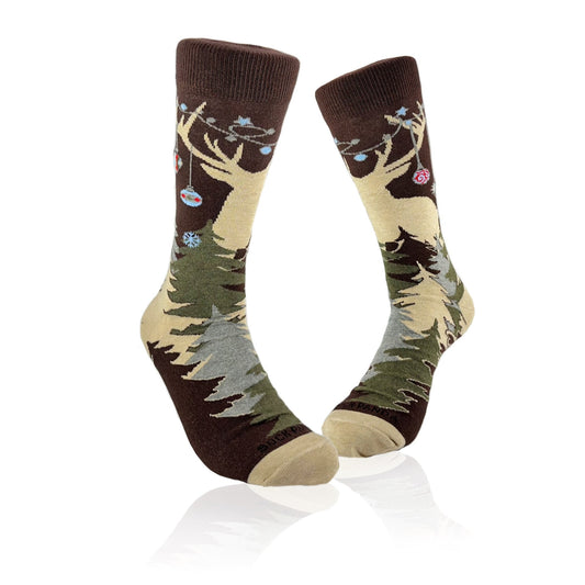 Reindeer in the Mountains Holiday Socks from the Sock Panda (Adult Large)