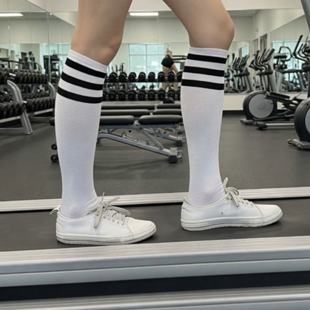 Retro Stripe Pattern Socks (Knee High) from the Sock Panda RetroGreenKnee